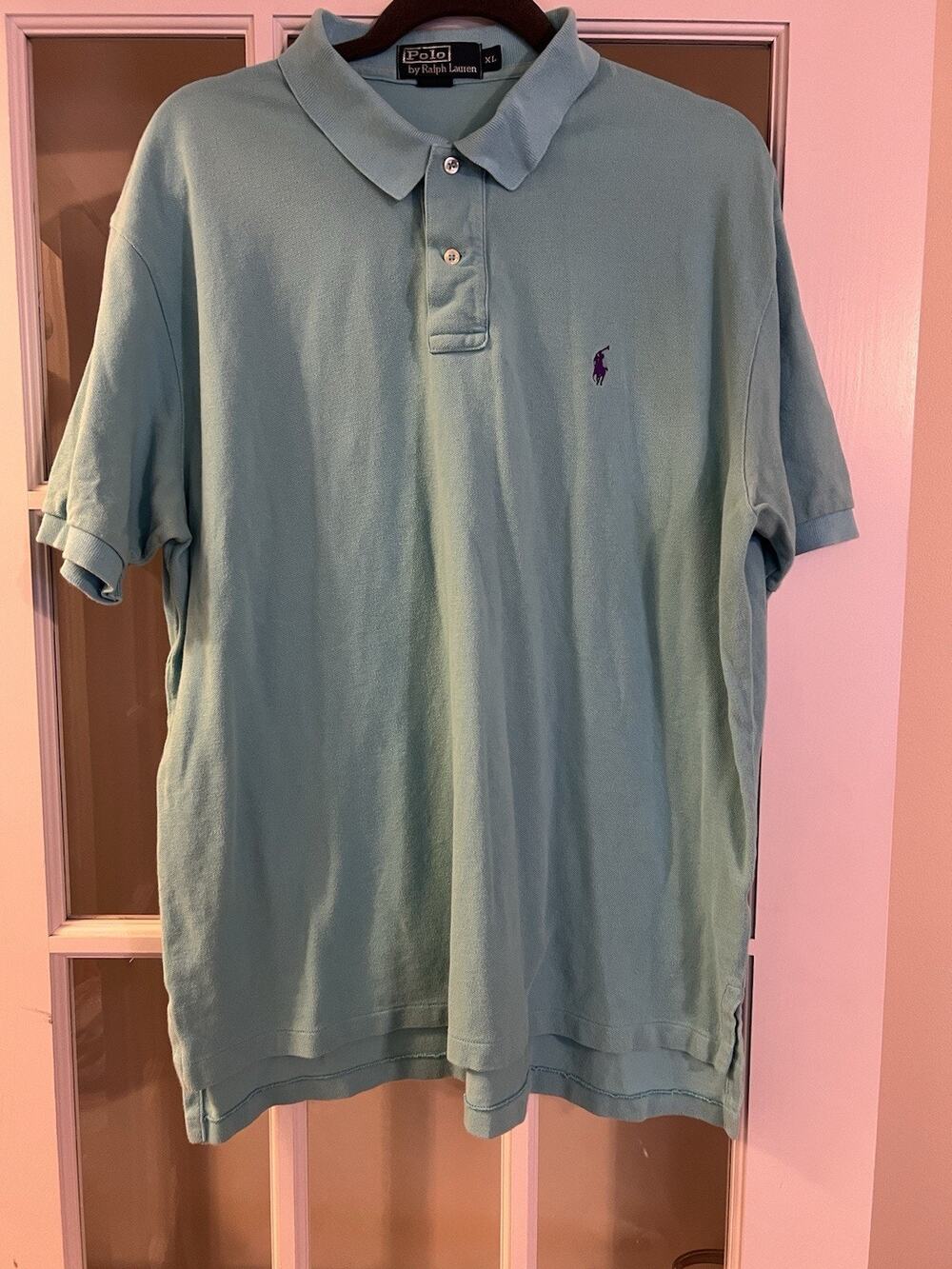 Ralph Lauren Polo Shirt Mens XL Light Blue Classic Fit Purple Pony Classy Mens